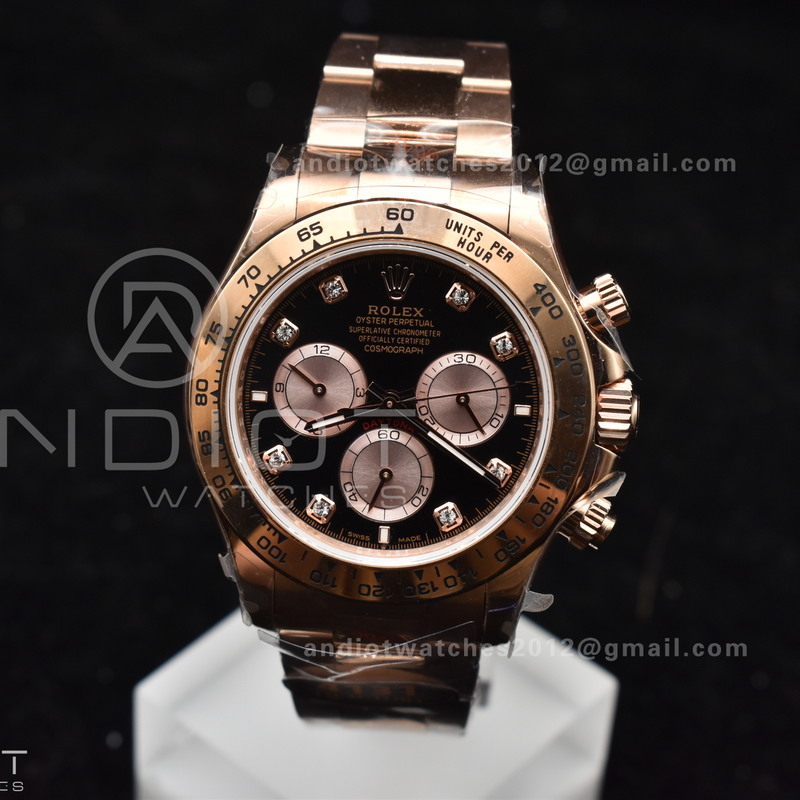 Daytona 126505 QF 1:1 Best Edition Black/RG Diamonds Dial on RG Braclet SH4131 V5